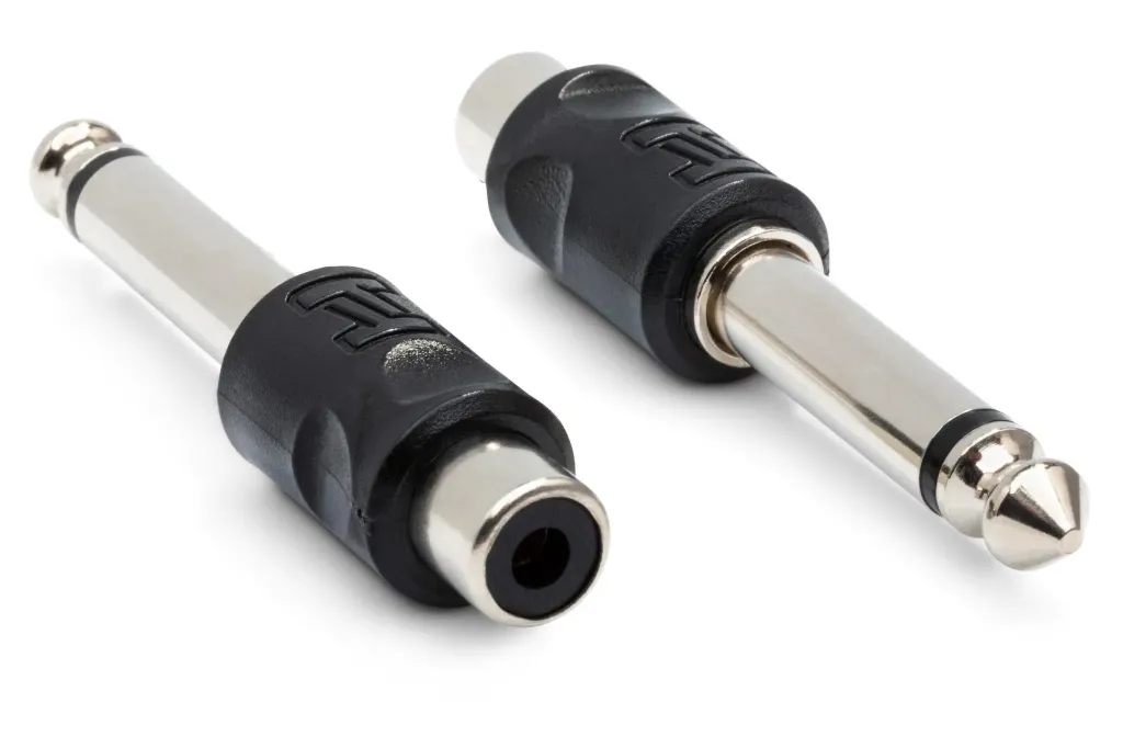 Hosa GPR-101 Adaptor, Female RCA to Male 1/4" TS, 2 Pack