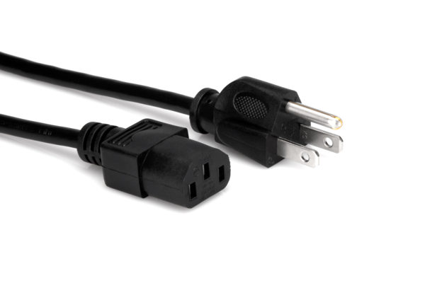 Hosa PWC-148 Power Cord IEC C13 to NEMA 5-15P, 8 ft
