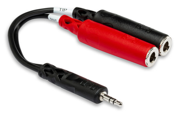 Hosa YMP-137 Y-Cable Stereo Breakout, 3.5mm Male TRS to Dual Female 1/4" TS