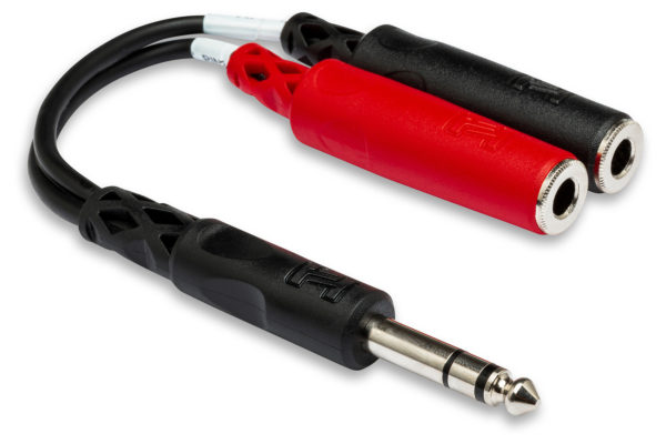 Hosa YPP-117 Y-Cable Stereo Breakout, Male 1/4" TRS to Dual Female 1/4" TS