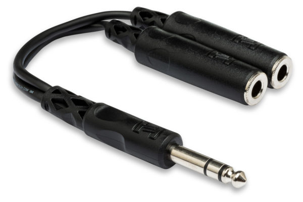 Hosa YPP-118 Y-Cable Splitter, Male 1/4" TRS to Dual Female 1/4" TRS