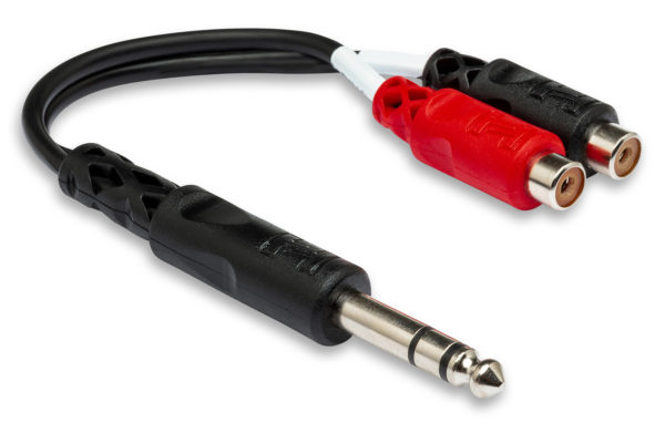 [YPR-102] Hosa YPR-102 Y-Cable Stereo Breakout, Male 1/4" TRS to Dual Female RCA