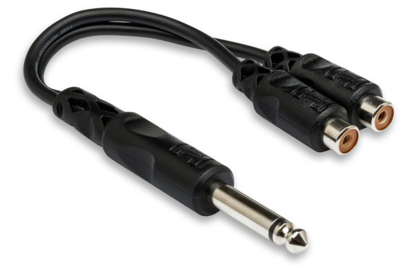 [YPR-103] Hosa YPR-103 Y-Cable Splitter, Male 1/4" TS to Dual Female RCA