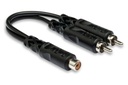 Hosa YRA-105 Y-Cable Splitter, Female RCA to Dual Male RCA