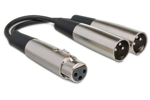 Hosa YXM-121 Y Cable XLR3F to Dual XLR3M. 6"