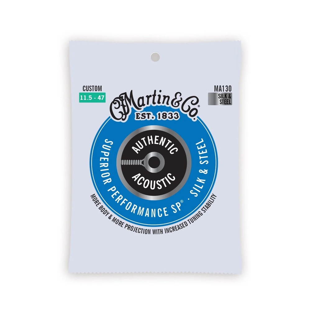 [MA130] Martin MA130 Authentic Acoustic SP Silk and Steel Folk Custom Guitar Strings. 11.5-47