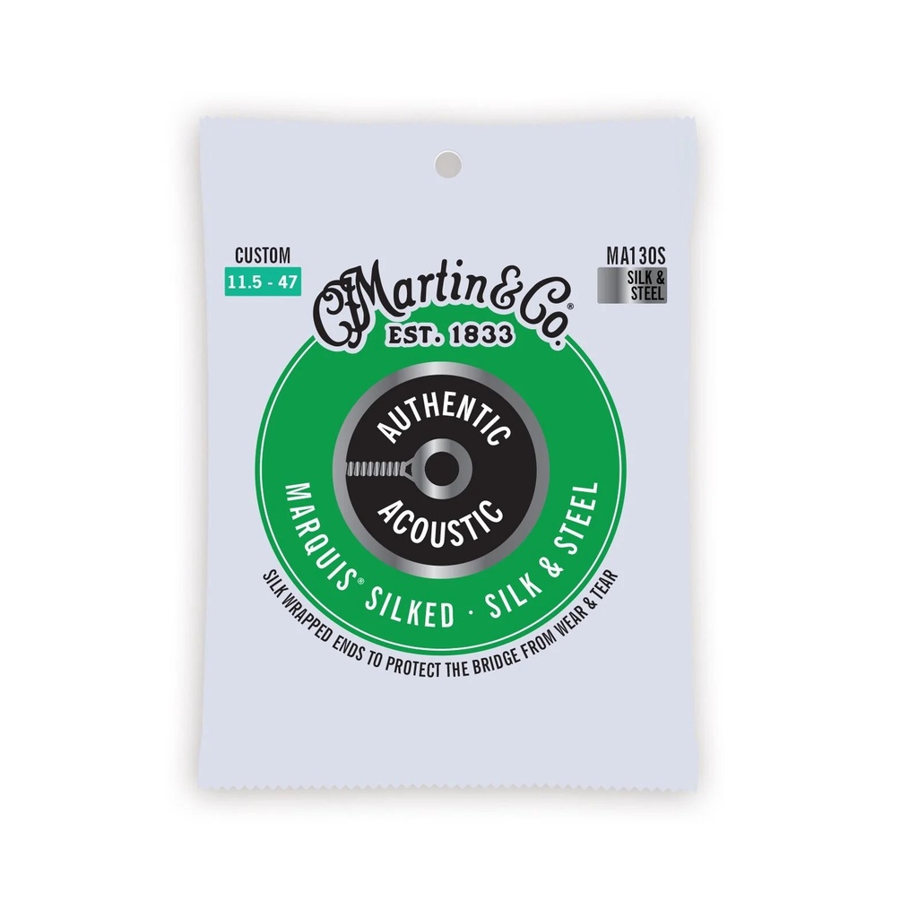 Martin MA130S Authentic Acoustic Marquis Silk and Steel Custom Acoustic Guitar Strings. 11.5-47