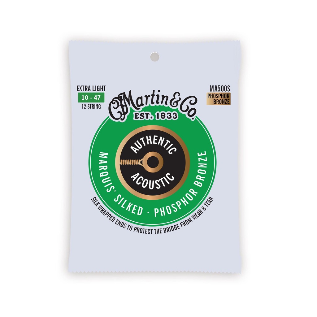 Martin MA500S Authentic Acoustic 92/8 Phosphor Bronze Extra Light (12 String) Guitar Strings.