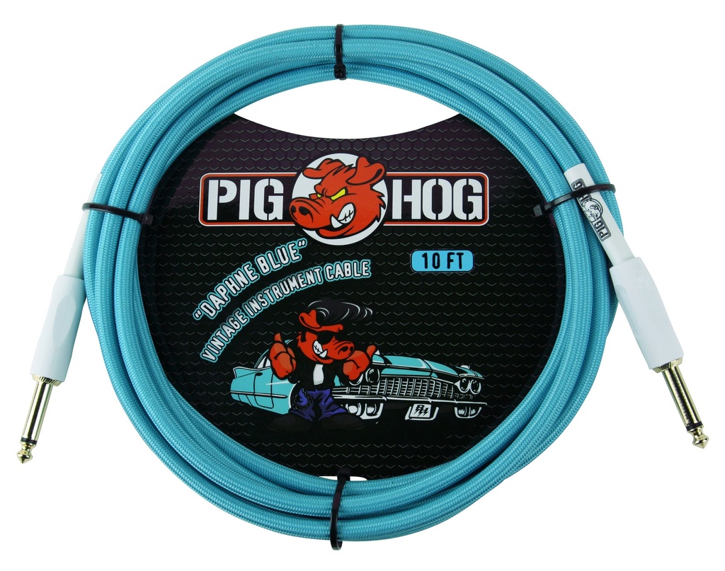 Pig Hog 10' Instrument Cable, Daphne Blue