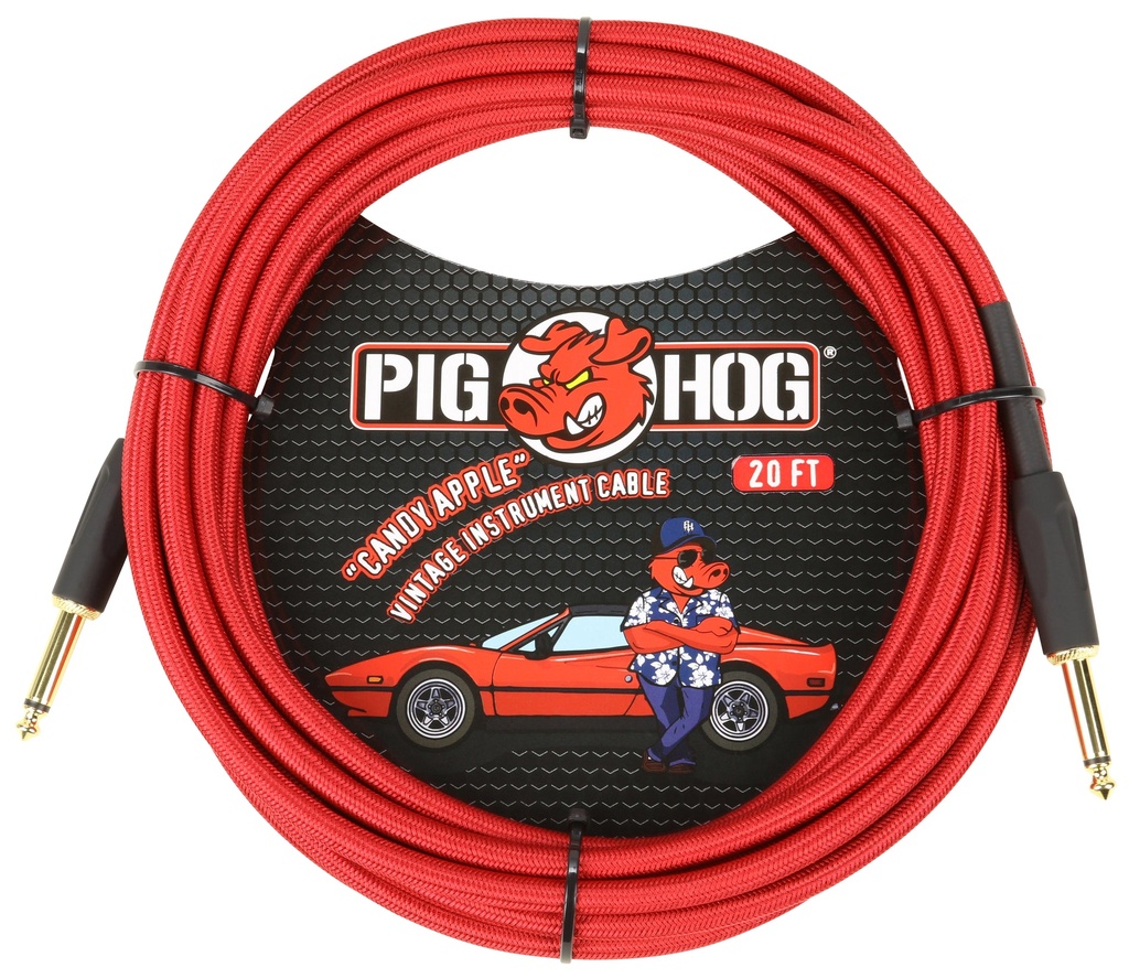 Pig Hog 20' Instrument Cable, Candy Apple