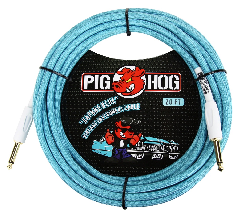 Pig Hog 20' Instrument Cable, Daphne Blue