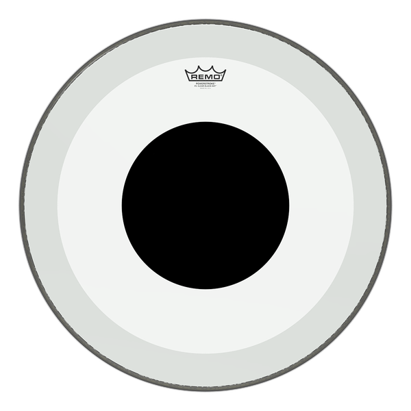 Remo P3-1322-10 Controlled Sound Clear Black Dot Bass Drumhead, 22"