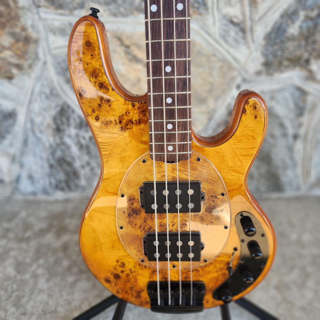 Sterling by Music Man StingRay HH RAY34HH Poplar Burl, Amber