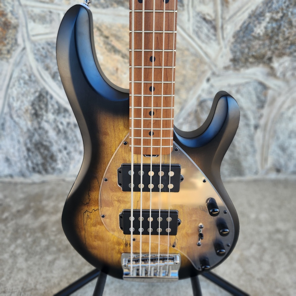 Sterling by Music Man StingRay 5 HH RAY35HH Spalted Maple, Natural Burst Satin