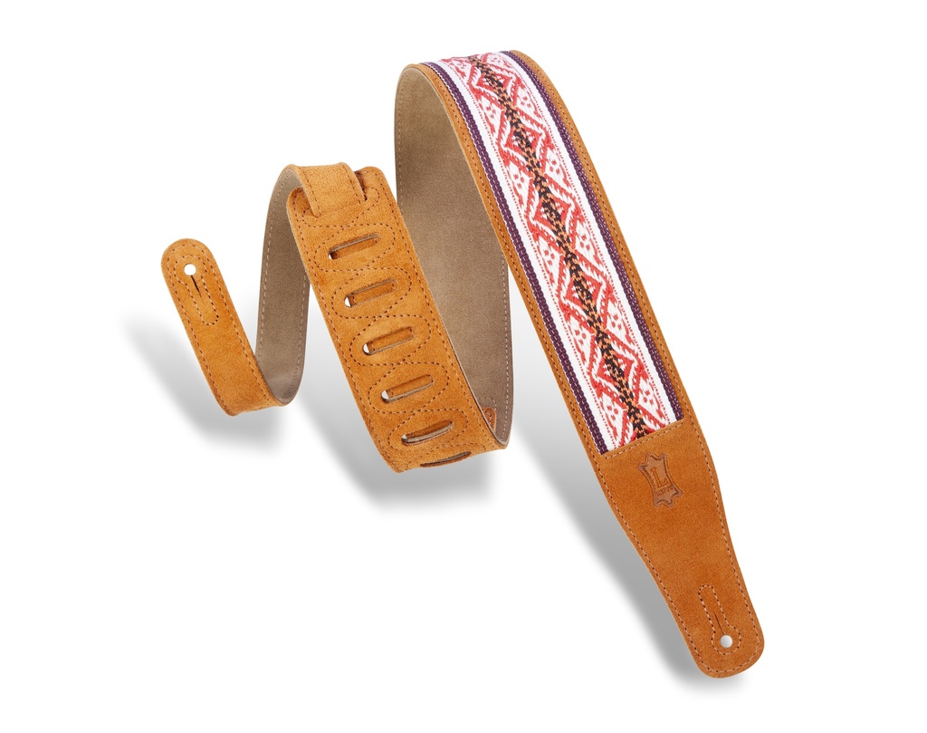 [MSJ26-HNY] Levy's MSJ26-HNY 2 1/2" Wide Honey Suede Leather Guitar strap