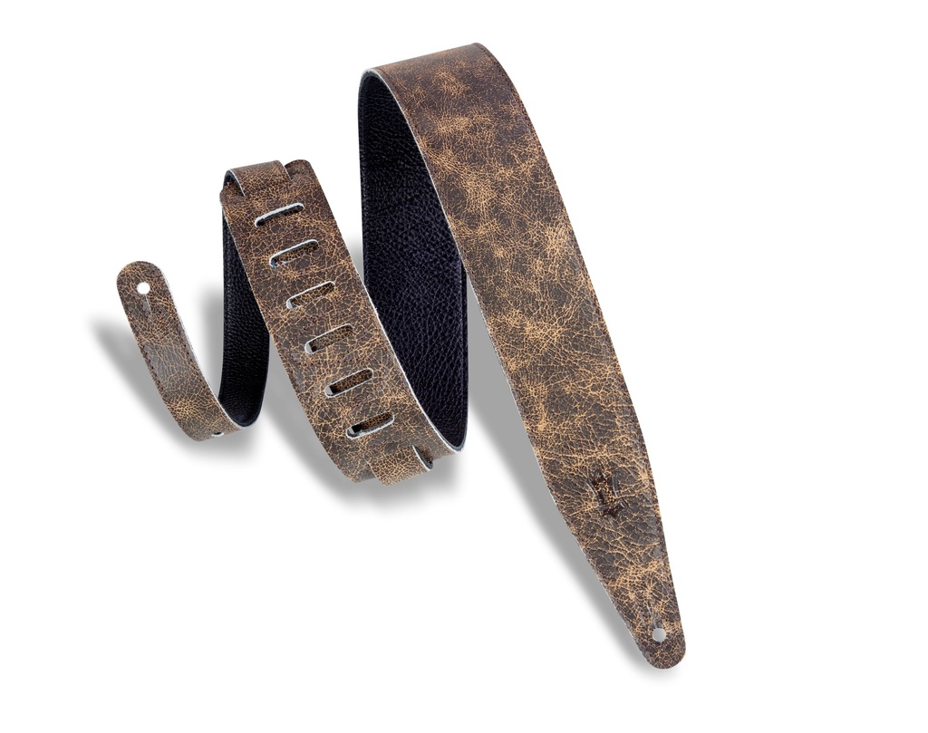[MG317BOG-BRN] Levy's MG317BOG-BRN 2 1/2" Wide Brown Garment Leather Guitar Strap