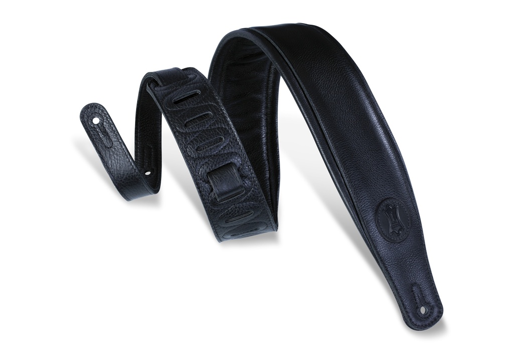 [MSSB2-BLK] Levy's MSSB2-BLK 3" Wide Black Garment Leather Guitar Strap