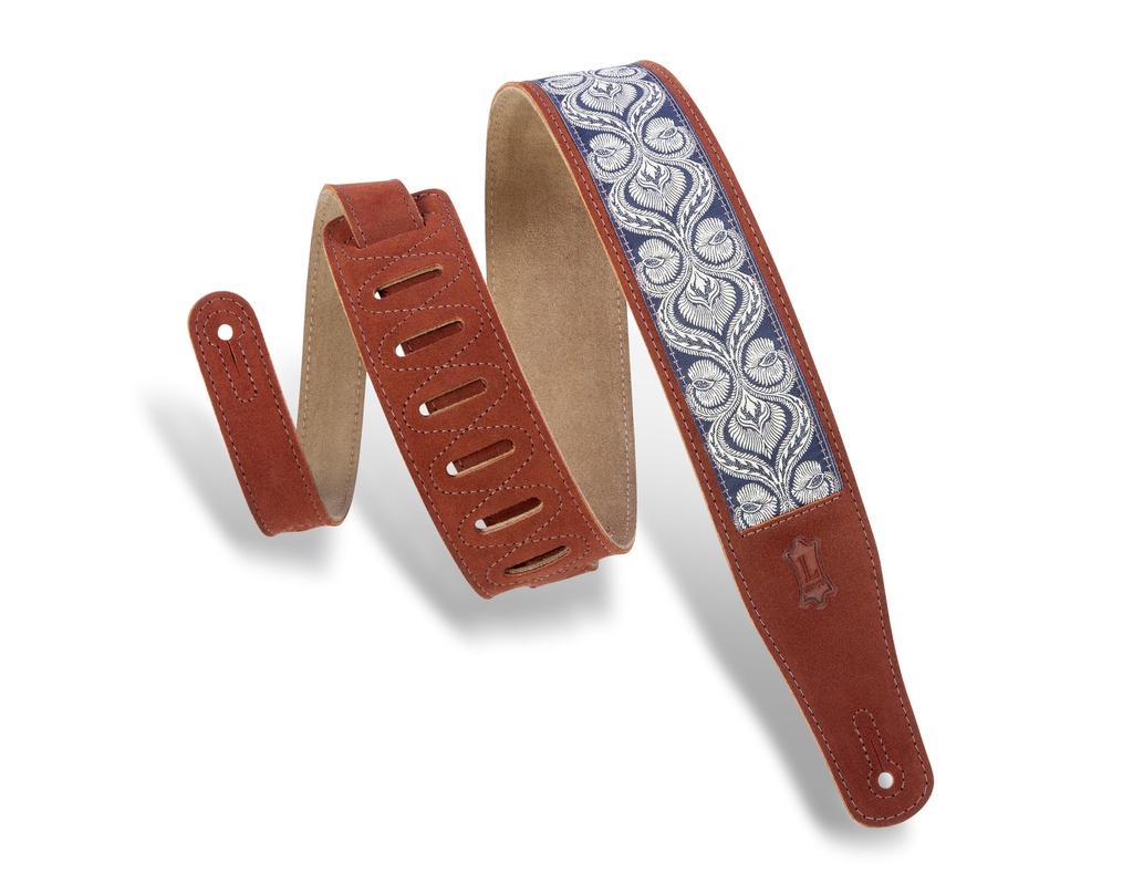 [MSJ26-RST] Levy's MSJ26-RST 2 1/2" Wide Rust Suede Leather Guitar strap