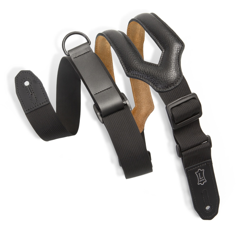 [MRHSS-BLK] Levy's Leather Right Height Series Guitar Strap, Black