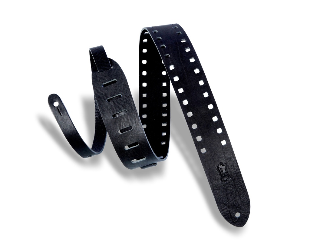 [M12SPOV-BLK] Levy's M12SPOV-BLK 2" Wide Black Veg-tan Leather Guitar Strap