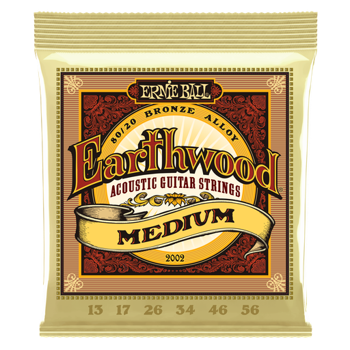 [P02002] Ernie Ball Earthwood Medium 80/20 Bronze Acoustic Guitar Strings - 13-56 Gauge