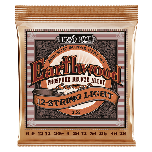 [P02153] Ernie Ball Earthwood 12-String Light Phosphor Bronze Acoustic Guitar Strings - 9-46 Gauge