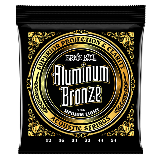 [P02566] Ernie Ball Medium Light Aluminum Bronze Acoustic Guitar Strings - 12-54 Gauge