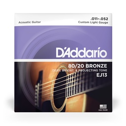 [EJ13] D'Addario 80/20 Bronze Strings, 11-52 Custom Light, EJ13