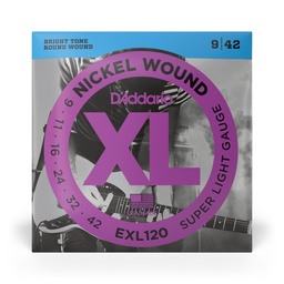 [EXL120+] D'Addario XL Nickel Wound Electric Strings, Super Light Plus, 9.5-44, EXL120+