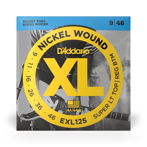 [EXL125] D'Addario XL Nickel Wound Electric Strings, Super Light Top/Regular Bottom, 9-46, EXL125