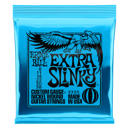 [P02225] Ernie Ball Extra Slinky Nickel Wound Electric Guitar Strings - 8-38 Gauge