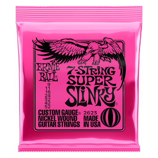 [P02623] Ernie Ball Super Slinky 7-String Nickel Wound Electric Guitar Strings - 9-52 Gauge