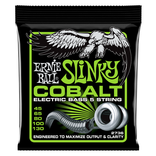 [P02736] Ernie Ball Bass 5 Slinky Cobalt Electric Bass Strings - 45-130 Gauge