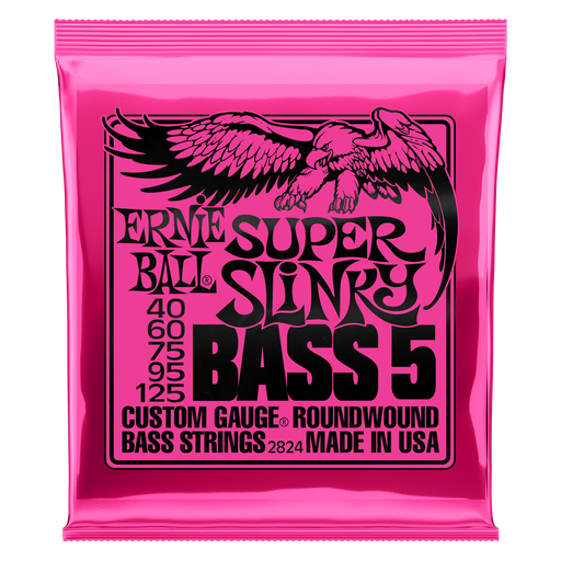 [P02824] Ernie Ball Super Slinky 5-String Nickel Wound Electric Bass Strings - 40-125 Gauge