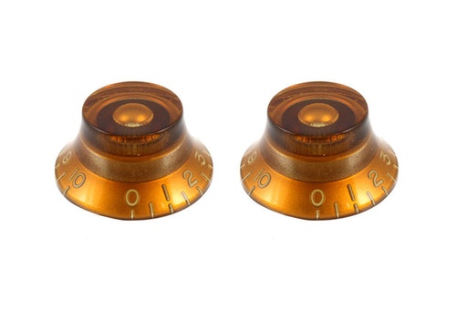 [PK-0140-022] Allparts PK-0140 Set of 2 Vintage-style Bell Knobs, Amber