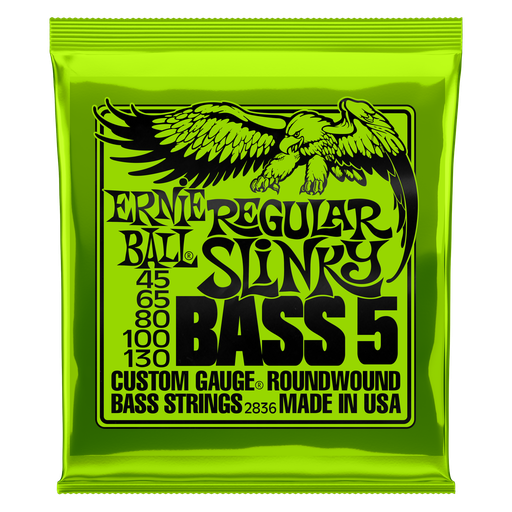 [P02836] Ernie Ball Regular Slinky 5-String Nickel Wound Electric Bass Strings - 45-130 Gauge