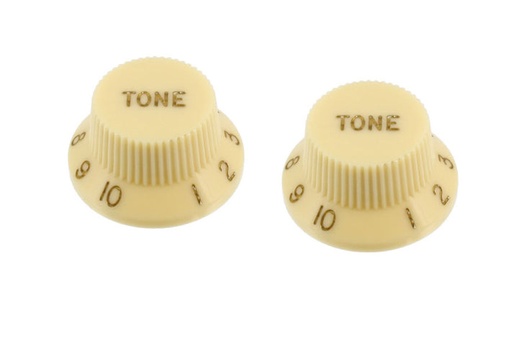 [PK-0153-048] Allparts PK-0153 Set of 2 Plastic Tone Knobs for Stratocaster®, Vintage Cream