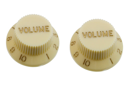 [PK-0154-048] Allparts PK-0154 Set of 2 Plastic Volume Knobs for Stratocaster®, Vintage Cream
