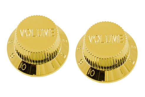 [PK-0154-002] Allparts PK-0154 Set of 2 Plastic Volume Knobs for Stratocaster®, Gold plated plastic