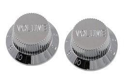 [PK-0154-010] Allparts PK-0154 Set of 2 Plastic Volume Knobs for Stratocaster®, Chrome plated plastic
