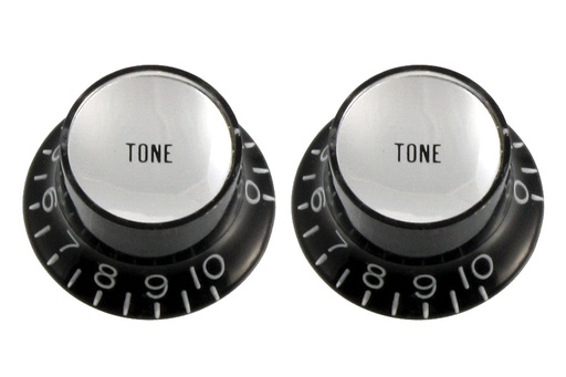 [PK-0182-023] Allparts PK-0182 Set of 2 Tone Reflector Knobs, Black with Silver