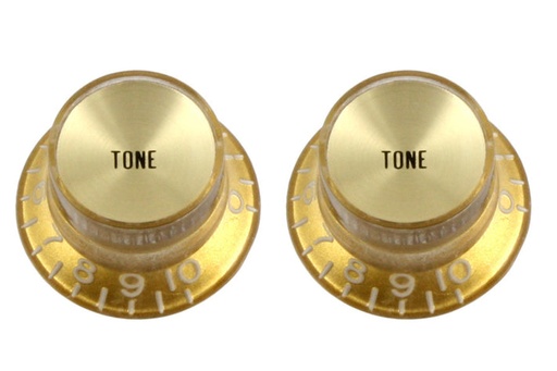 [PK-0182-032] Allparts PK-0182 Set of 2 Tone Reflector Knobs, Gold with Gold