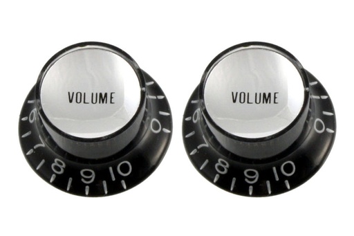 [PK-0184-023] Allparts PK-0184 Set of 2 Volume Reflector Knobs, Black with Silver