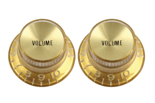 [PK-0184-032] Allparts PK-0184 Set of 2 Volume Reflector Knobs, Gold with Gold