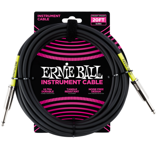 [P06046] Ernie Ball 20' Straight / Straight Instrument Cable - Black  