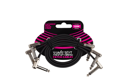 [P06222] Ernie Ball 12” Flat Ribbon Patch Cable 3-Pack - Black