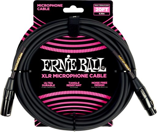 [P06388] Ernie Ball 20' Male Female XLR Microphone Cable Black