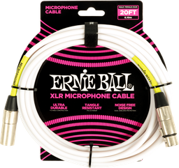 [P06389] Ernie Ball 20' Male Female XLR Microphone Cable White