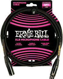 [P06390] Ernie Ball 5' Braided Male Female XLR Microphone Cable Black