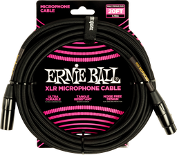 [P06392] Ernie Ball 20' Braided Male Female XLR Microphone Cable Black